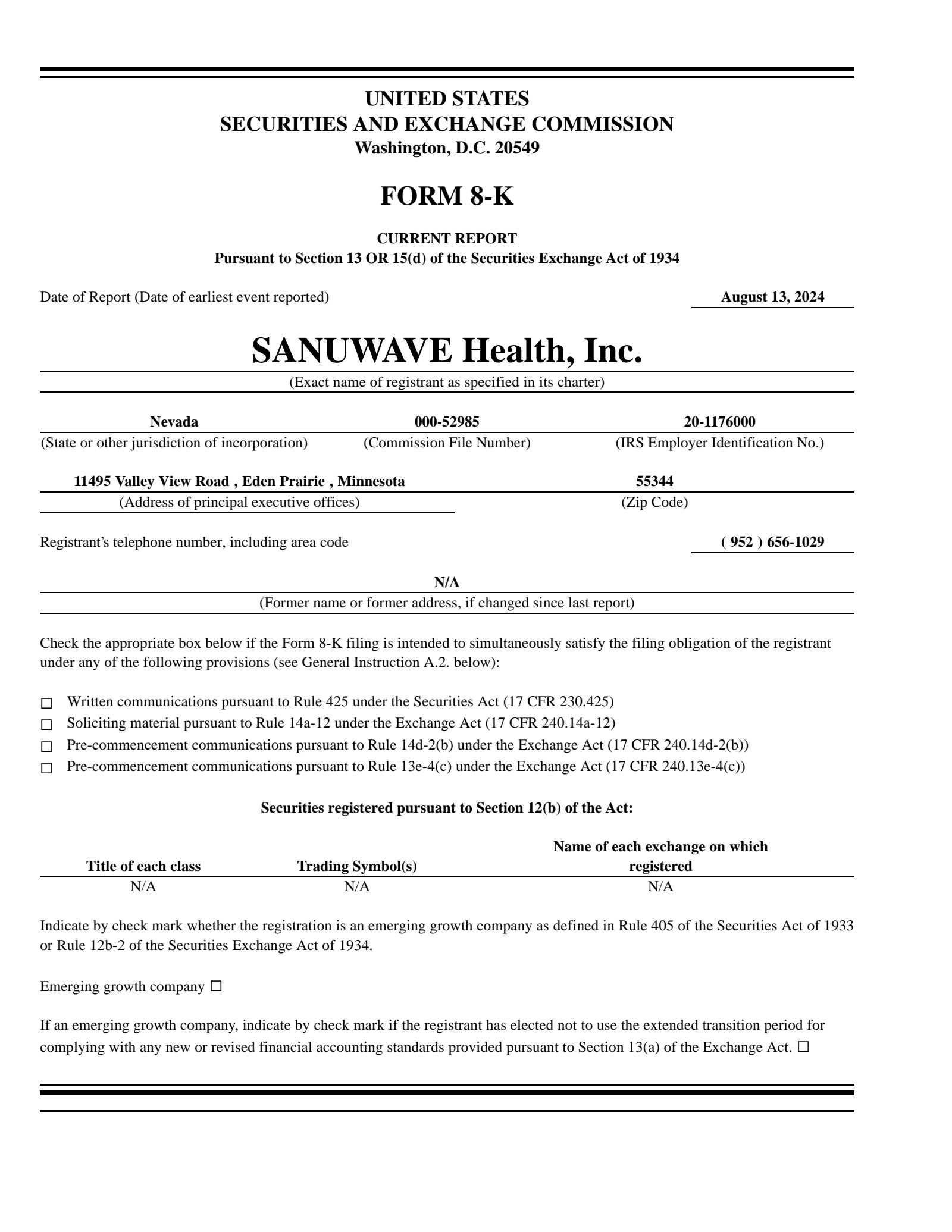 Sanuwave Health's Q2 2024 Slide Deck