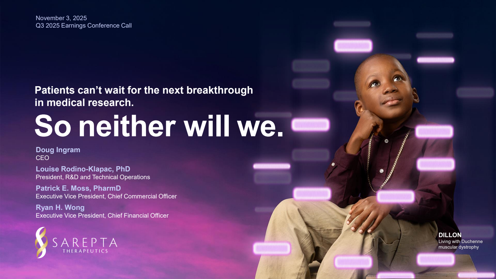 Sarepta Therapeutics' Q3 2025 Slide Deck