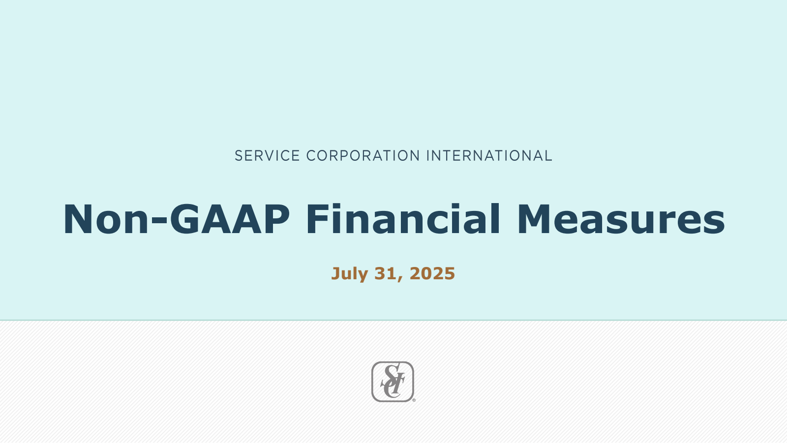 Service Corporation International's Q2 2025 Slide Deck