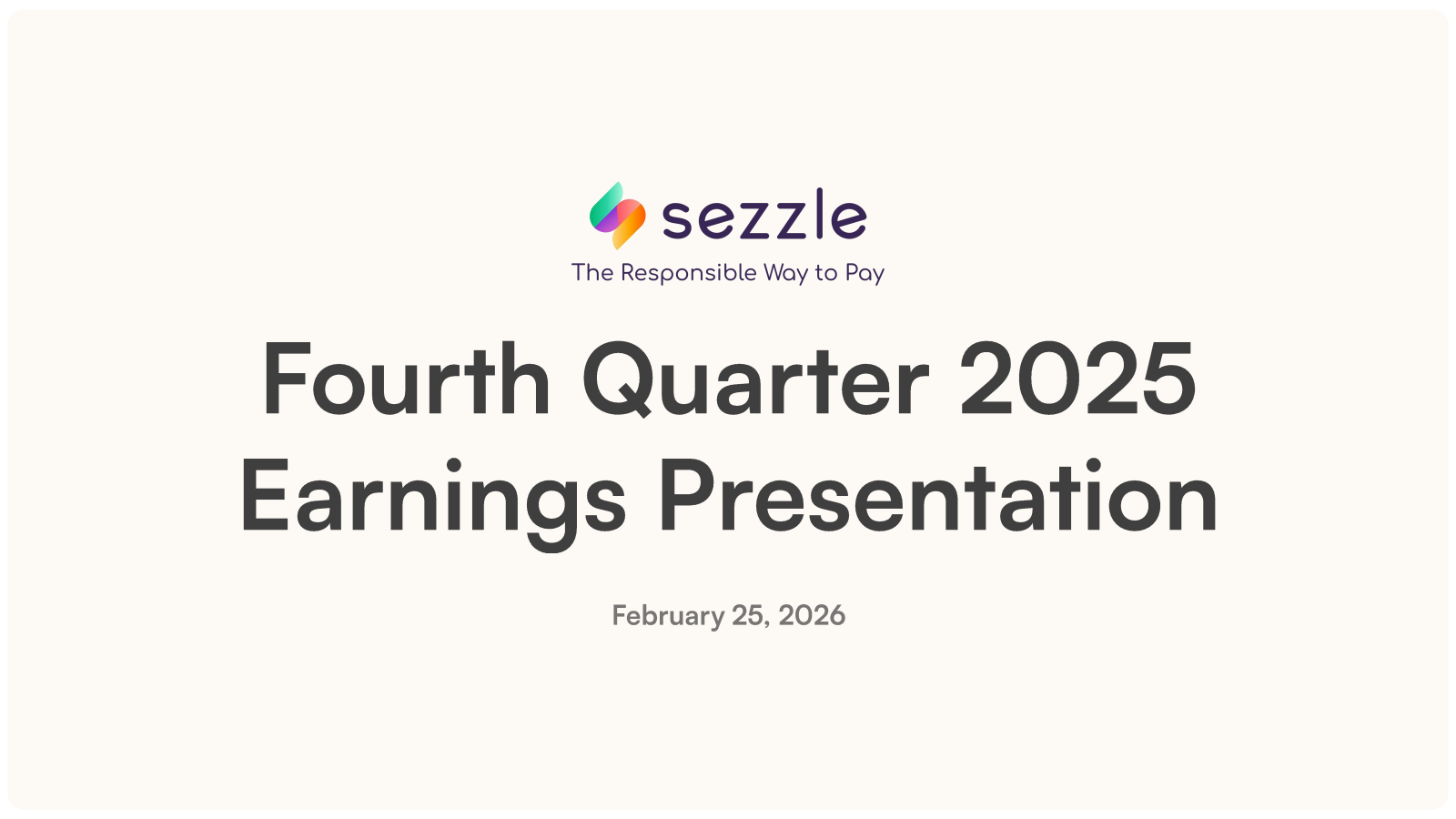 Sezzle's Q4 2025 Slide Deck