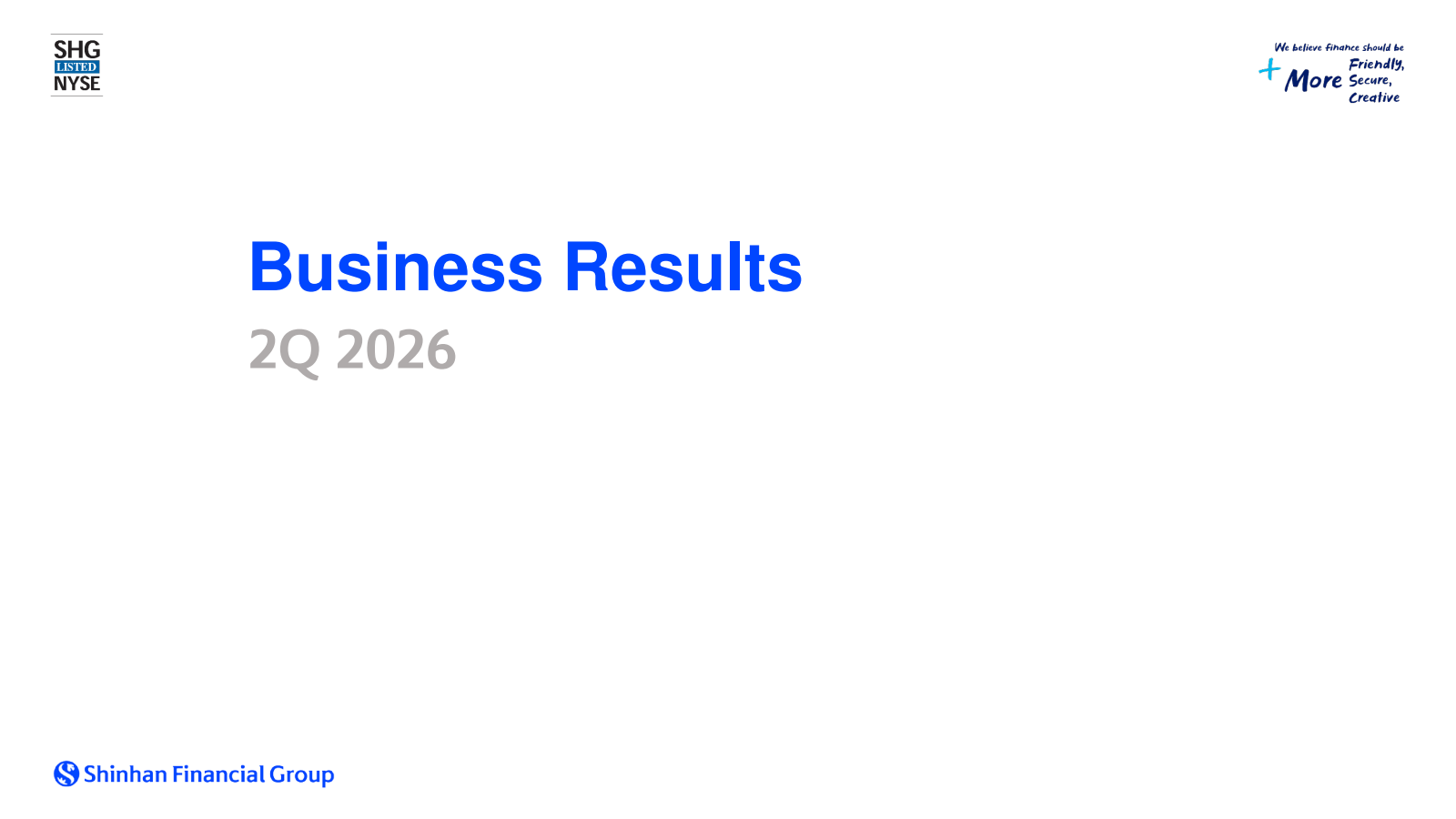 Shinhan Financial Group's Q2 2026 Slide Deck