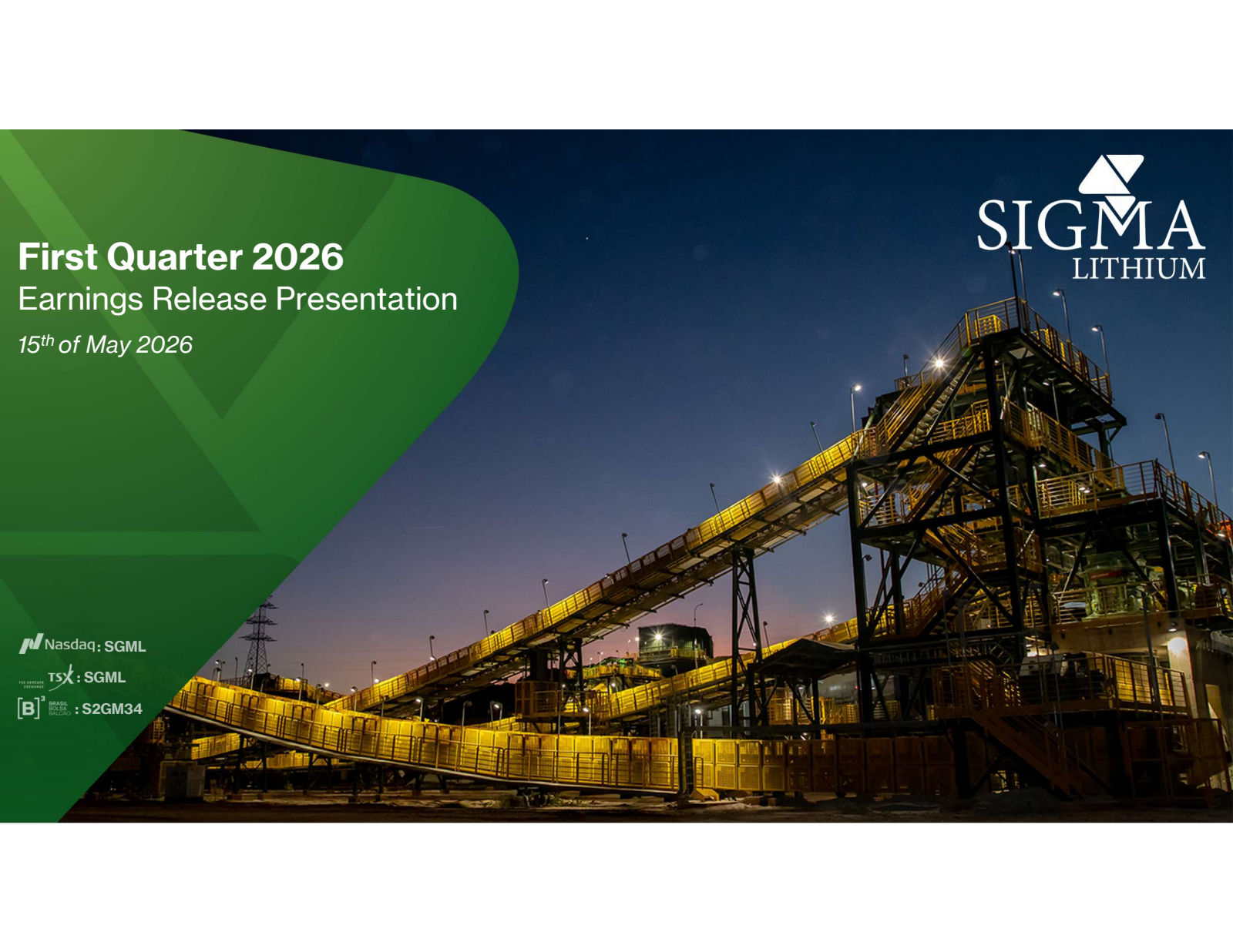 Sigma Lithium's Q1 2026 Slide Deck
