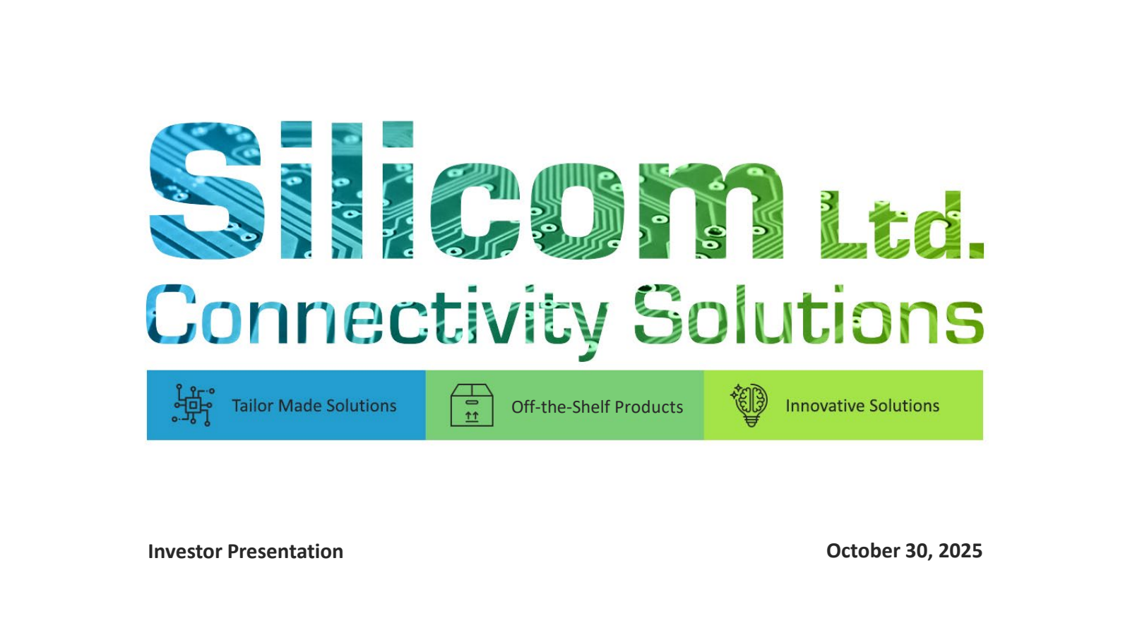 Silicom's Q3 2025 Slide Deck