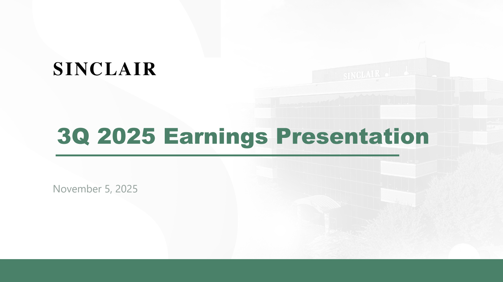 Sinclair's Q3 2025 Slide Deck