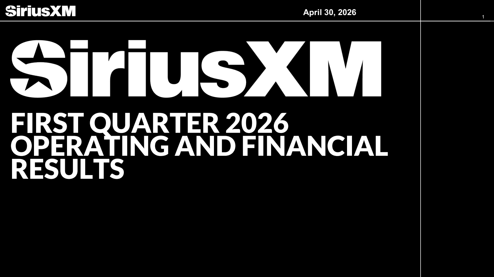 Sirius XM's Q1 2026 Slide Deck