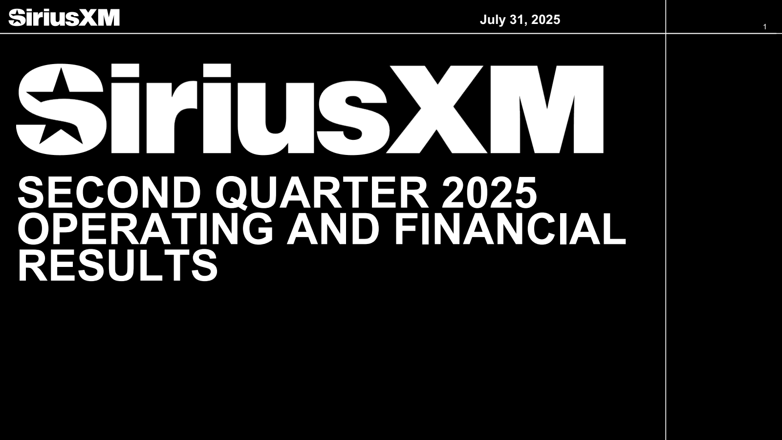 Sirius XM's Q2 2025 Slide Deck