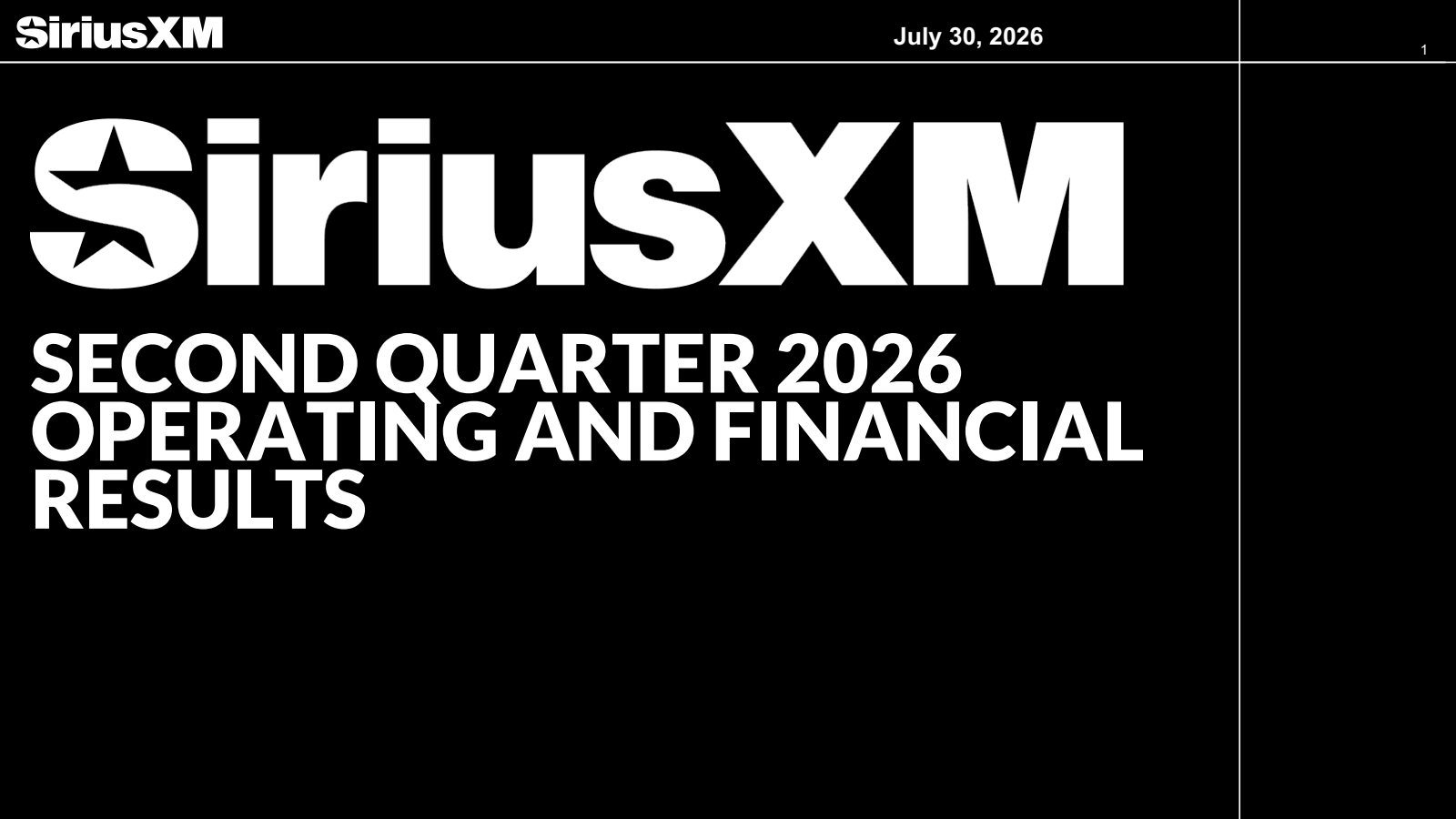 Sirius XM's Q2 2026 Slide Deck