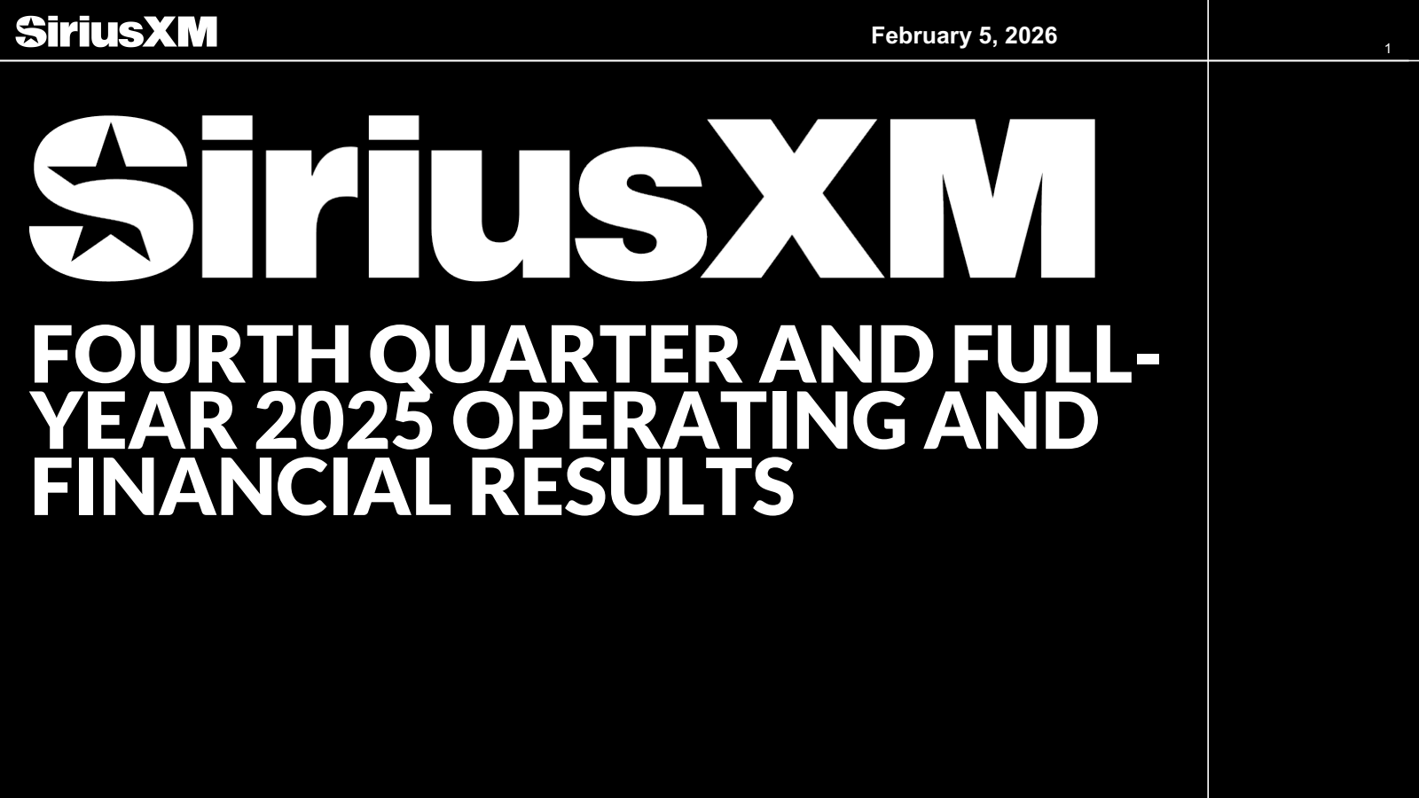Sirius XM's Q4 2025 Slide Deck