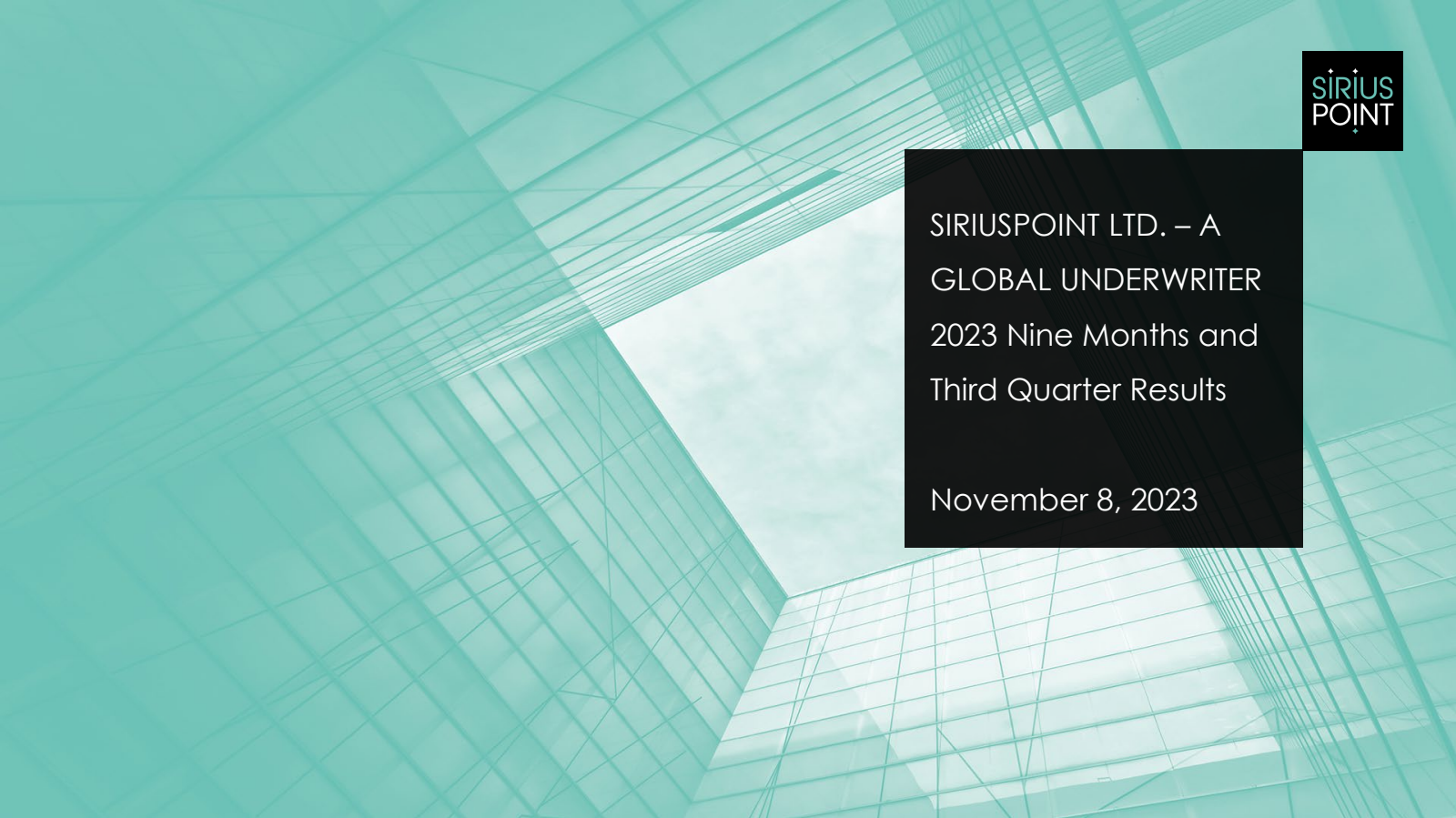 SiriusPoint's Q3 2023 Slide Deck