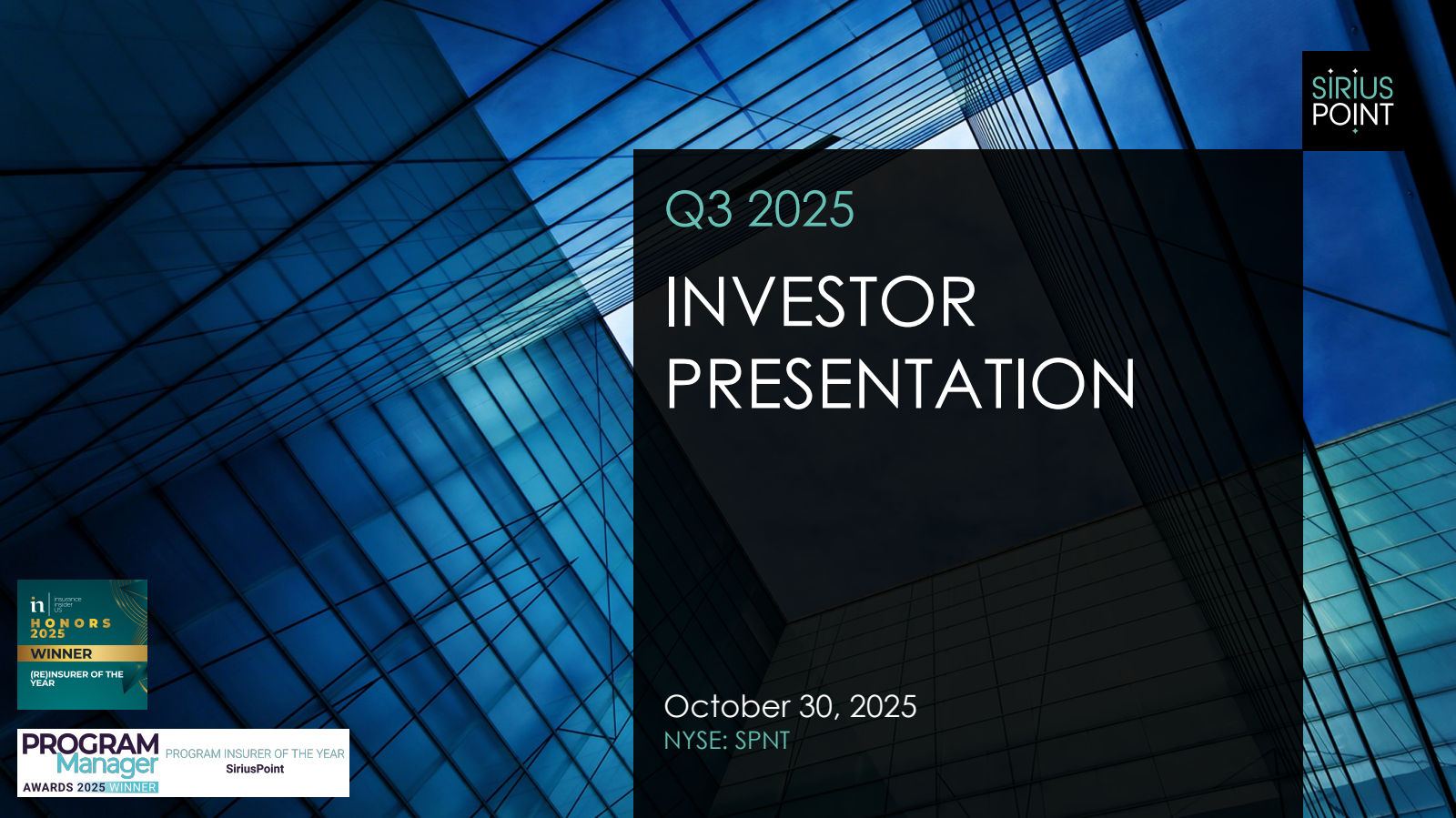 SiriusPoint's Q3 2025 Slide Deck