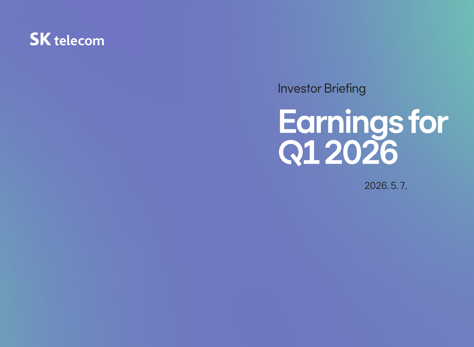 SK Telecom's Q1 2026 Slide Deck
