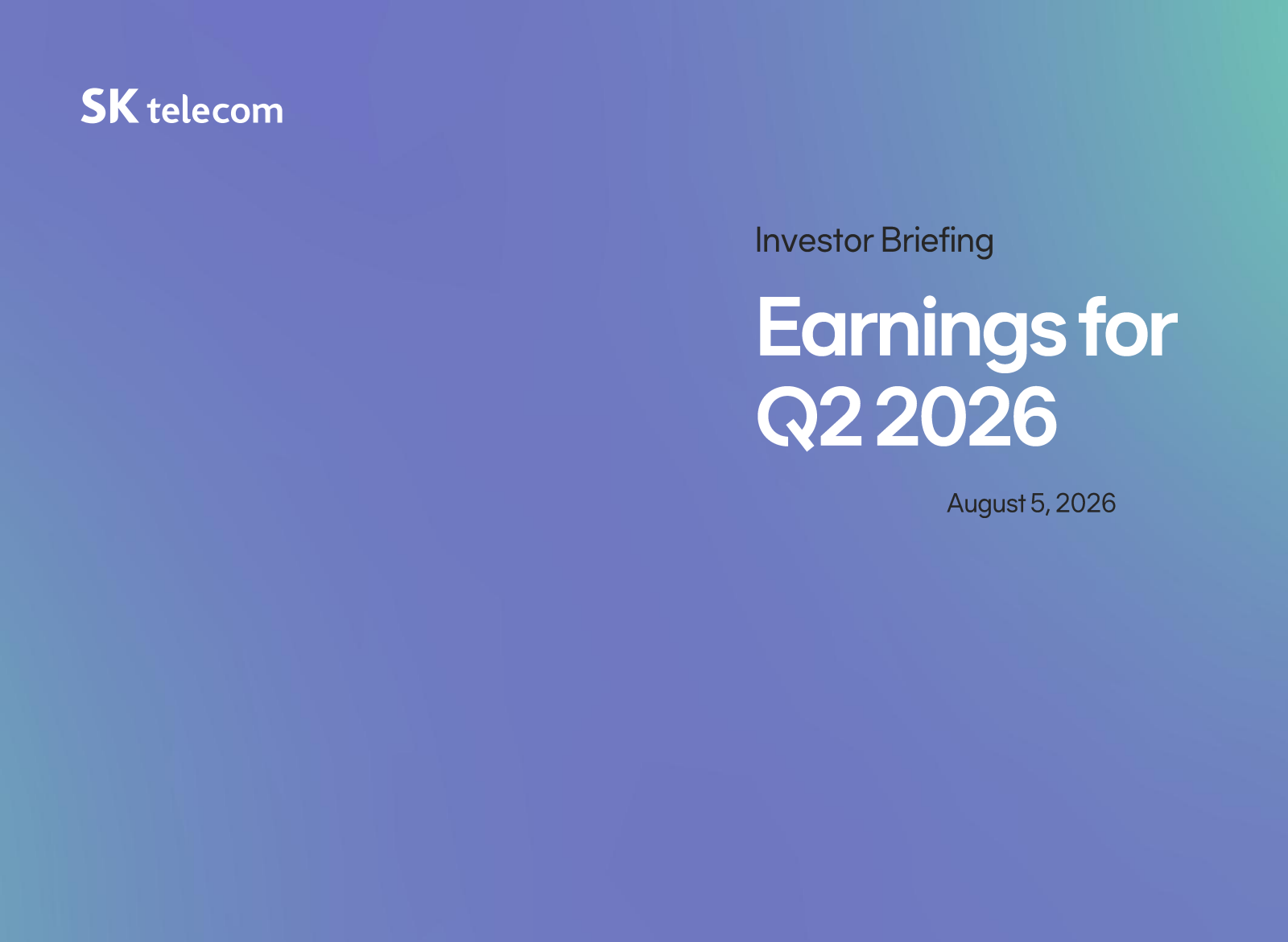SK Telecom's Q2 2026 Slide Deck