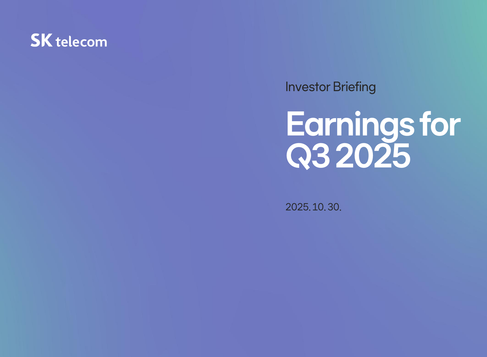 SK Telecom's Q3 2025 Slide Deck