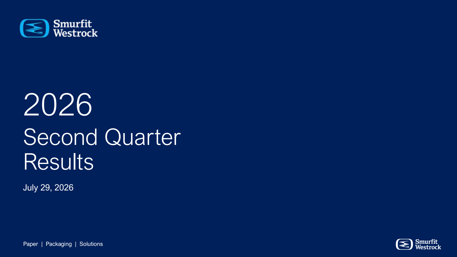 Smurfit Westrock's Q2 2026 Slide Deck