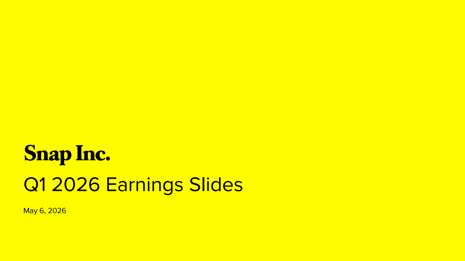 Snap's Q1 2026 Slide Deck
