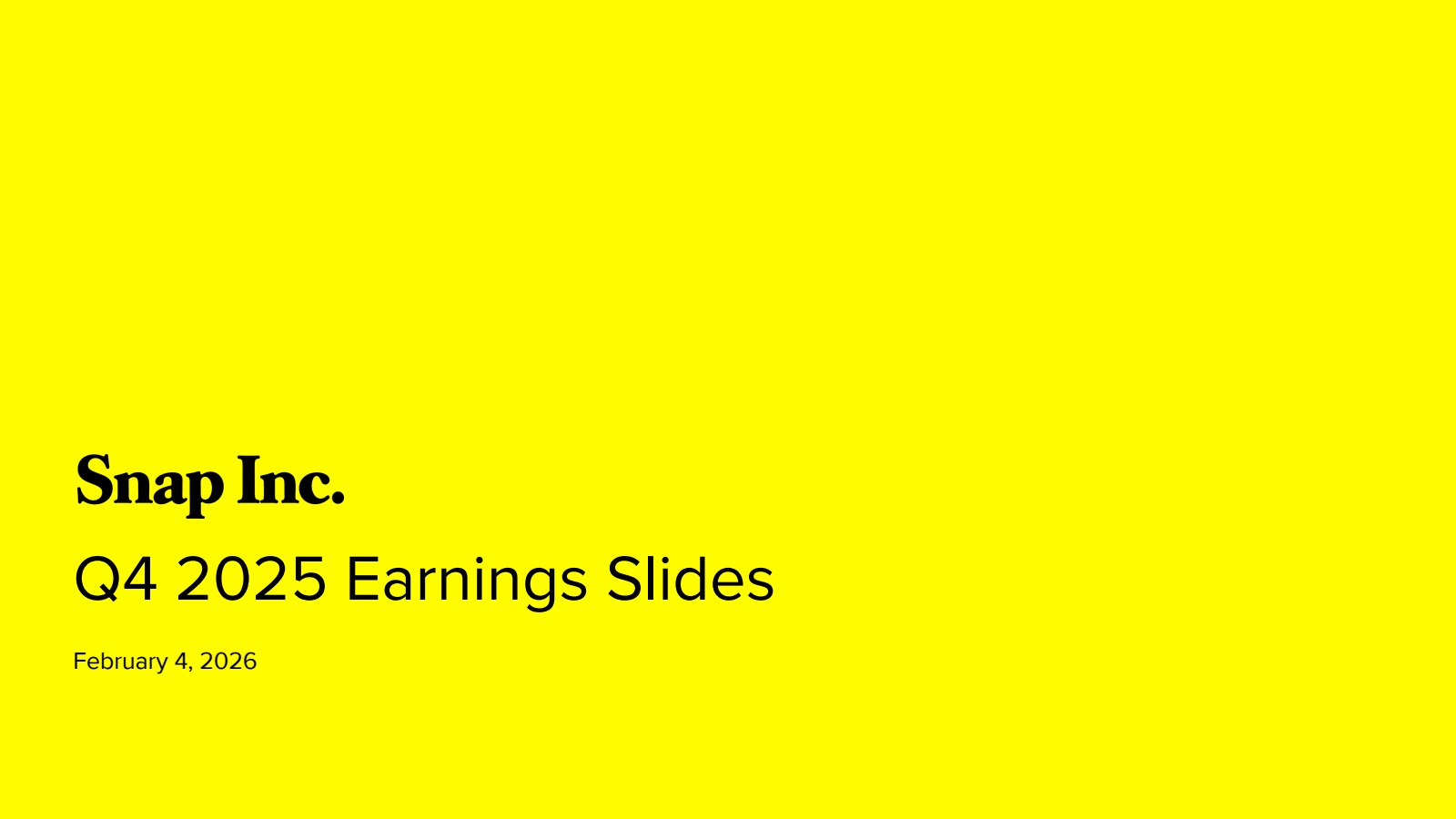Snap's Q4 2025 Slide Deck