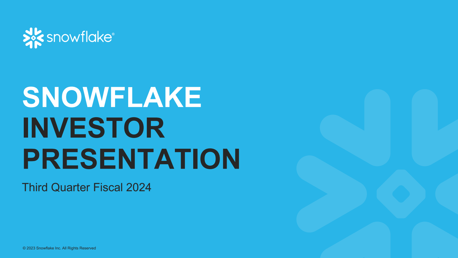 Snowflake's Q3 2024 Slide Deck