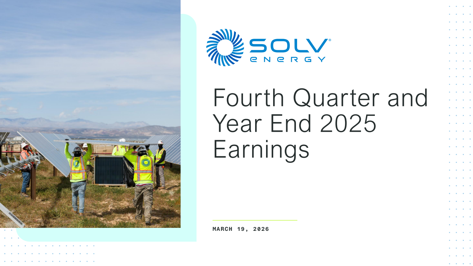 SOLV Energy's Q4 2025 Slide Deck