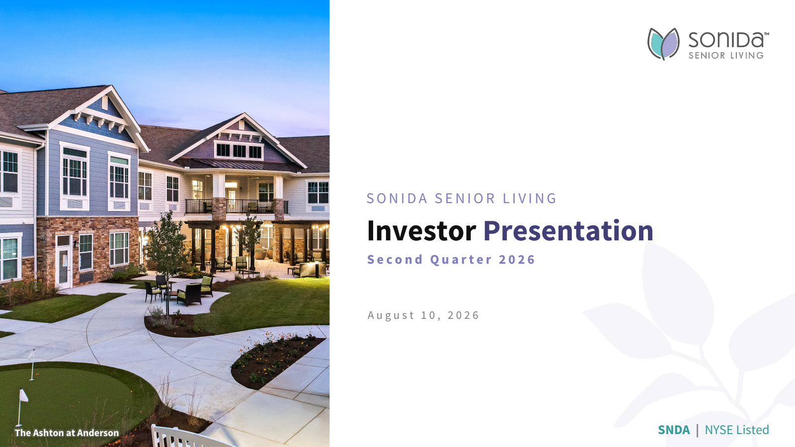 Sonida Senior Living's Q2 2026 Slide Deck