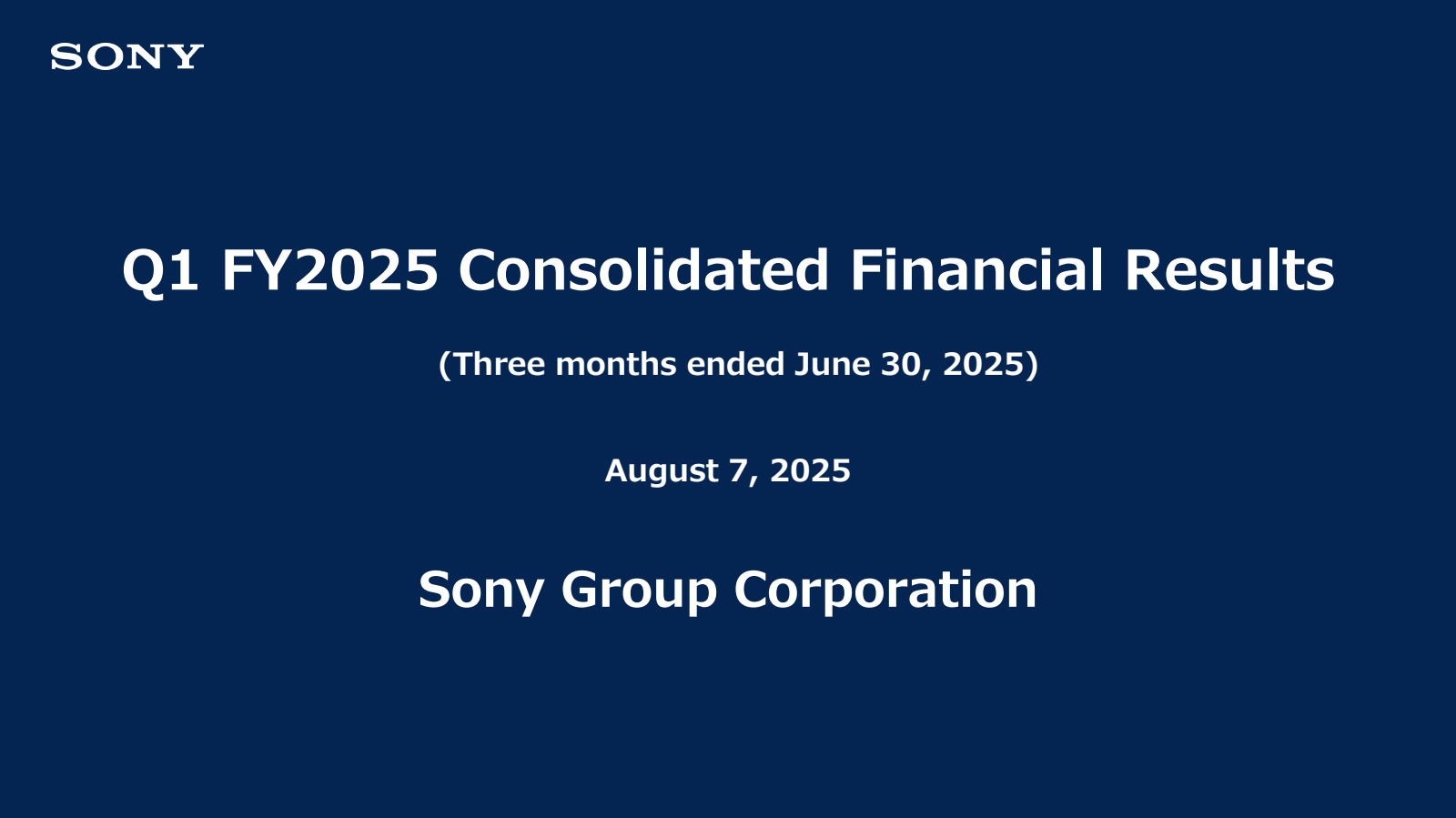 Sony's Q1 2026 Slide Deck