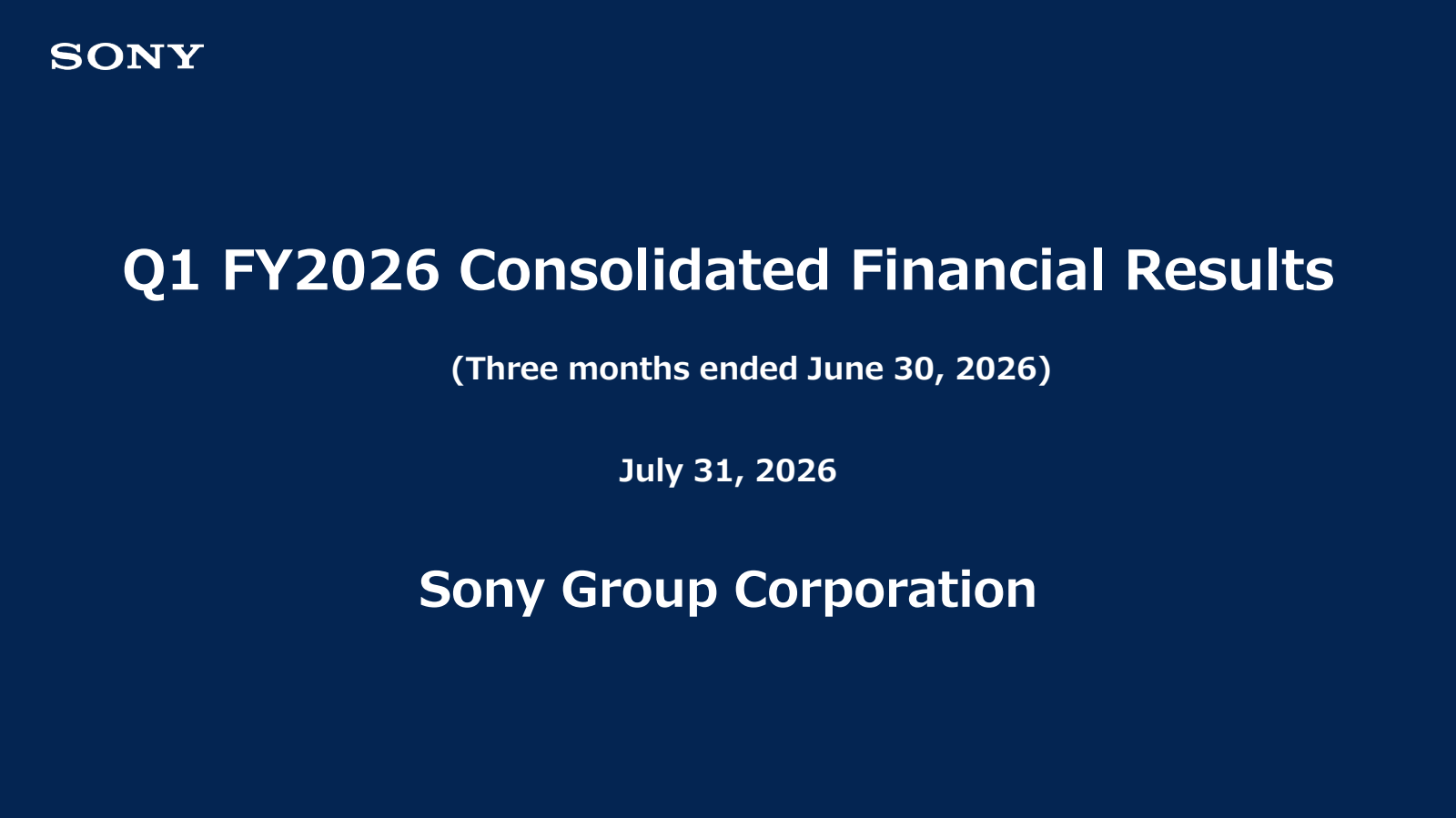 Sony's Q1 2027 Slide Deck