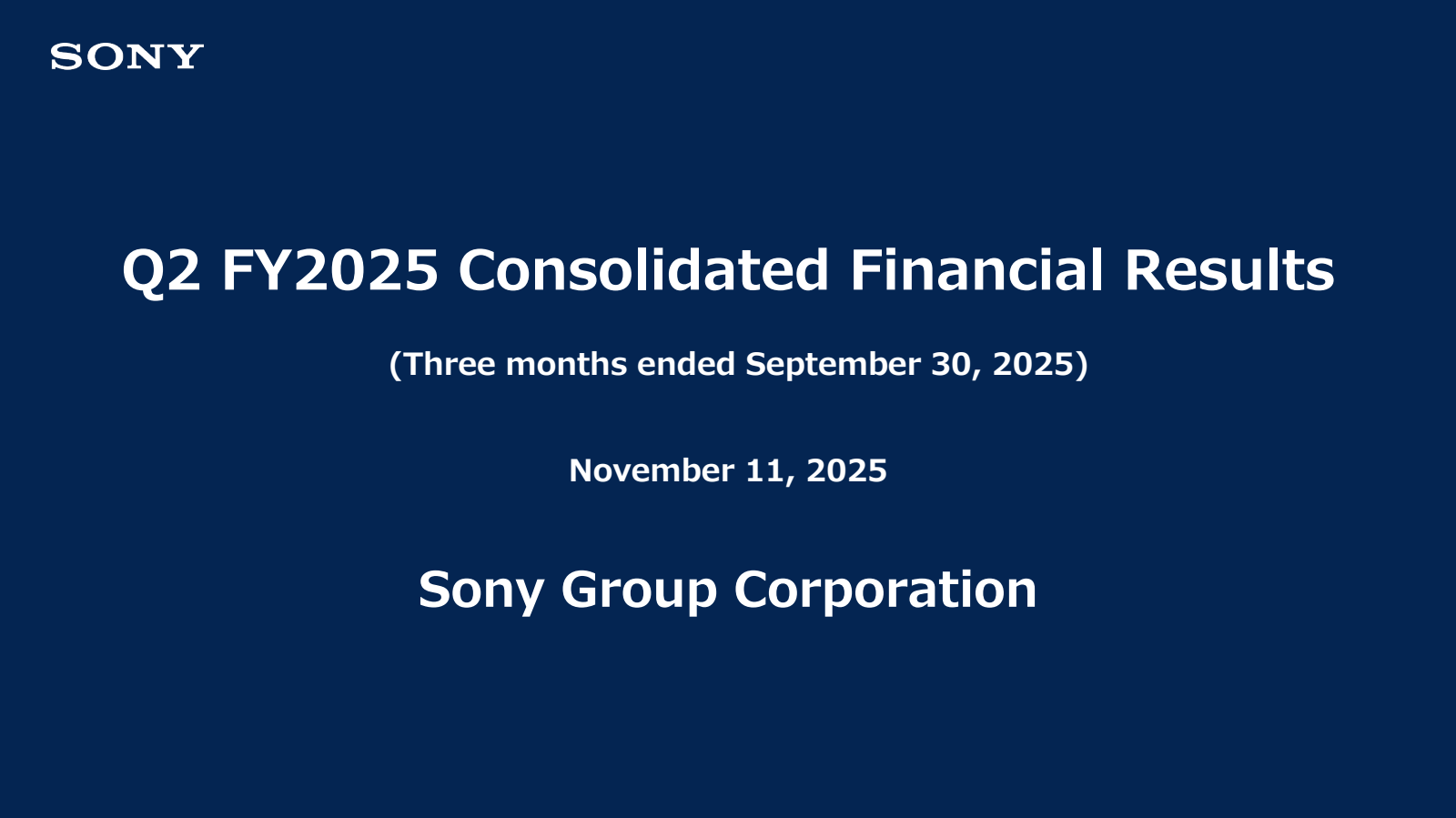 Sony's Q2 2026 Slide Deck