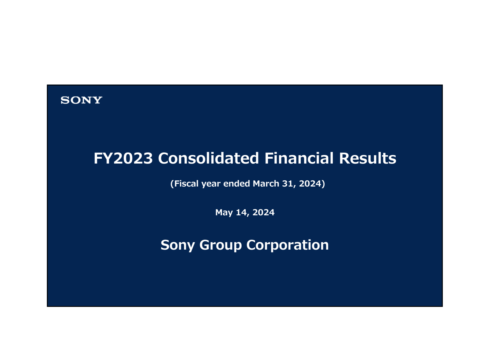 Sony Group's Q4 2024 Slide Deck