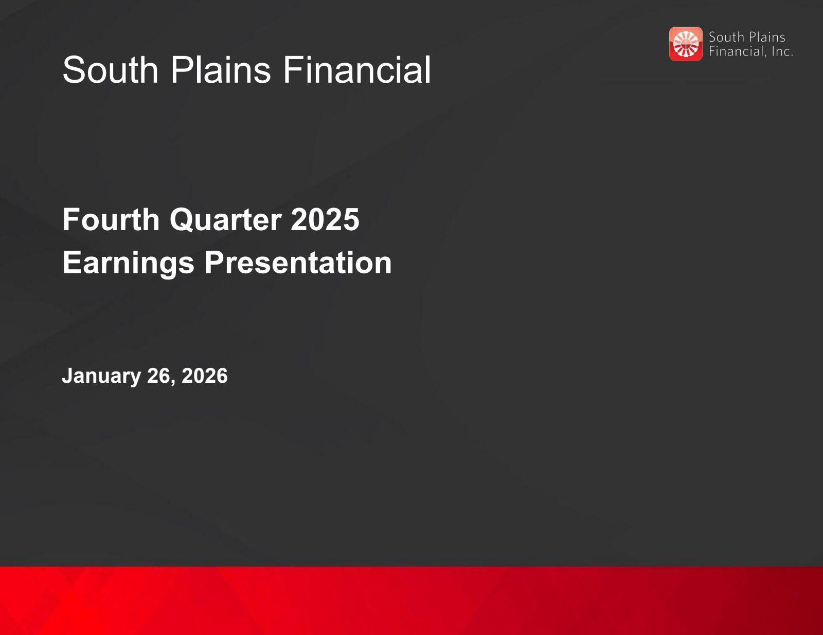 South Plains Financial's Q4 2025 Slide Deck