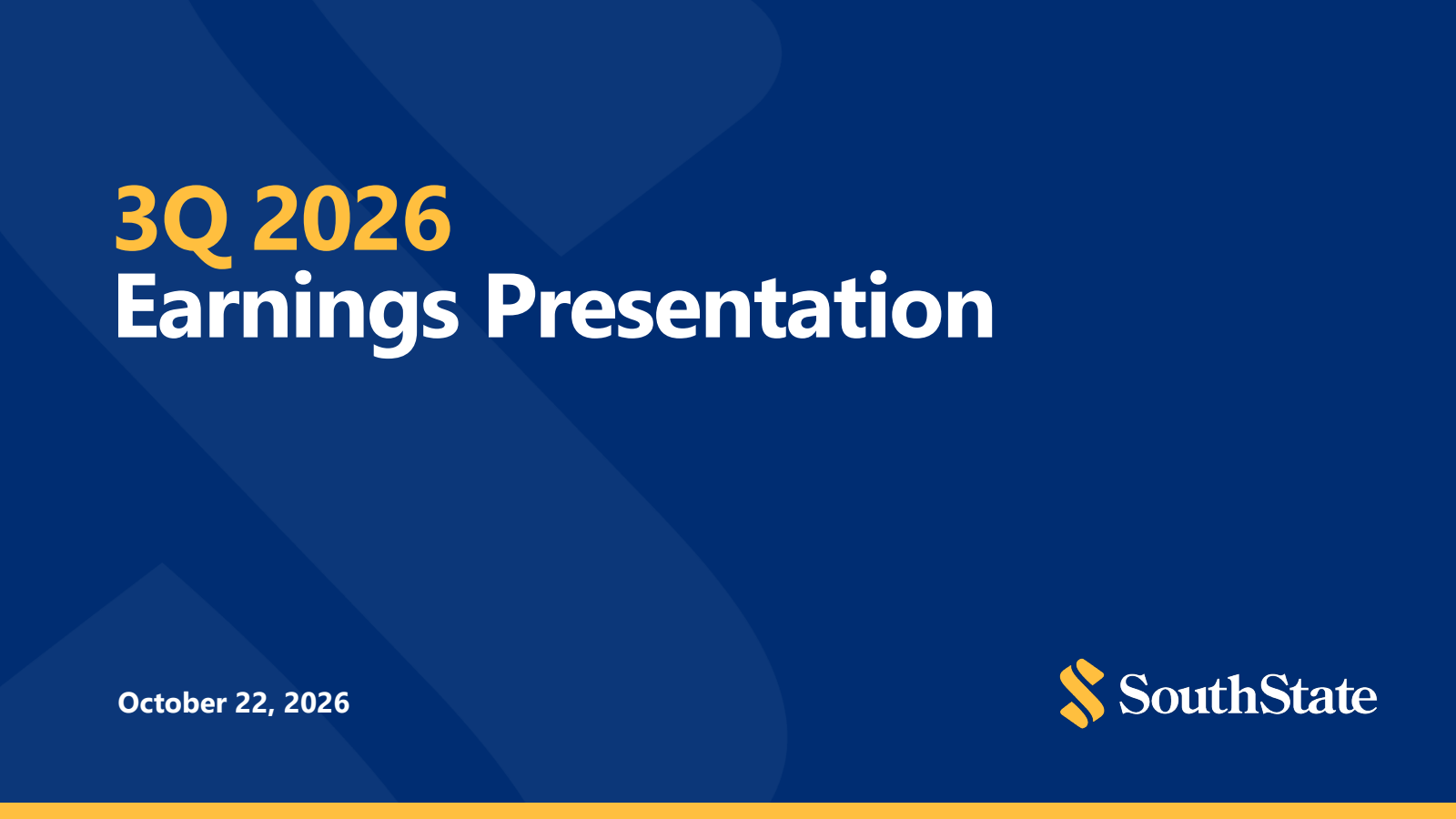 SouthState Bank's Q3 2026 Slide Deck