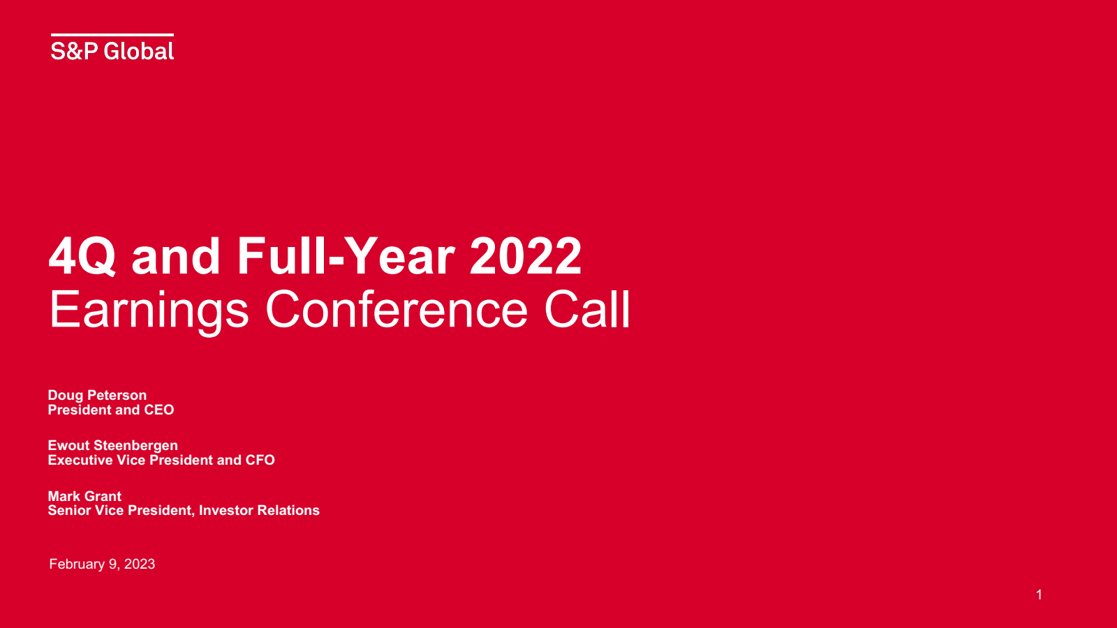 S&P Global's Q4 2022 Slide Deck