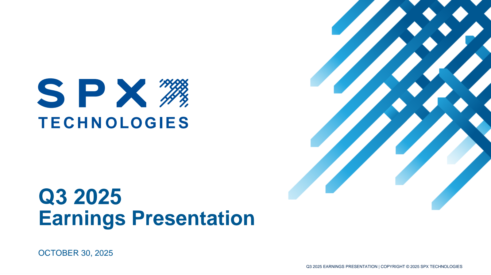 SPX Technologies' Q3 2025 Slide Deck