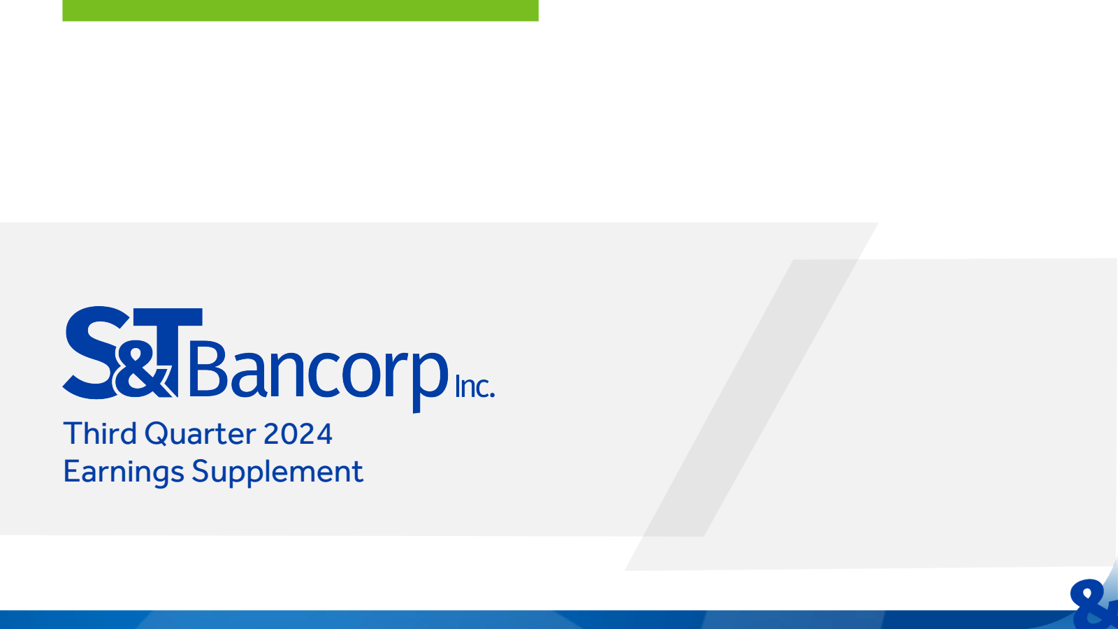 S&T Bancorp's Q3 2024 Slide Deck