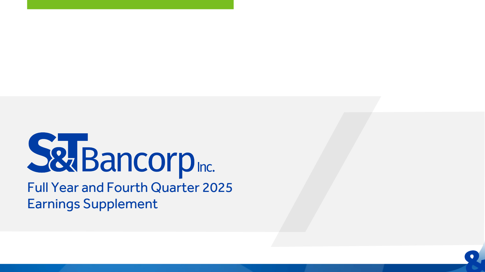 S&T Bancorp's Q4 2025 Slide Deck