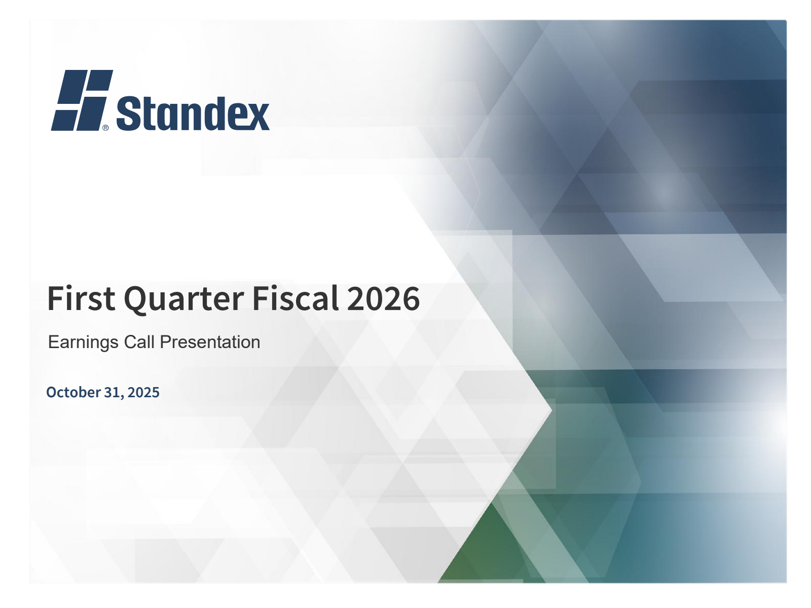 Standex International's Q1 2026 Slide Deck