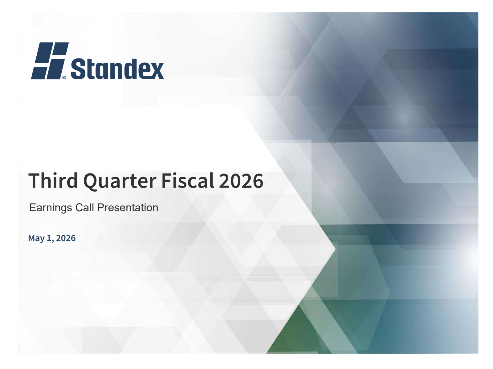 Standex International's Q3 2026 Slide Deck