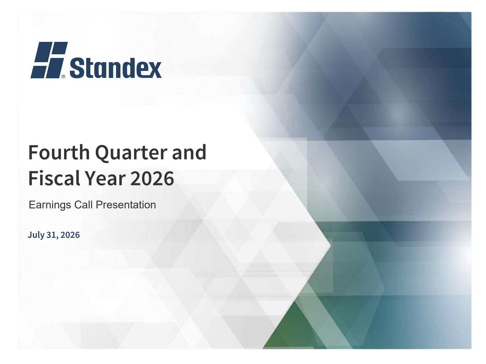 Standex International's Q4 2026 Slide Deck