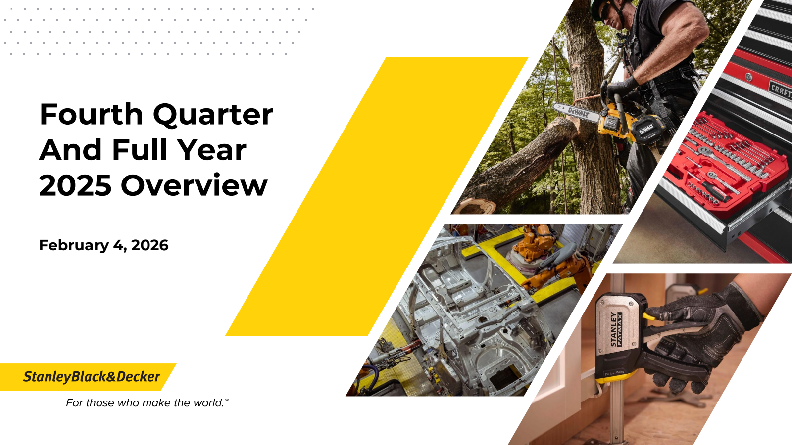 Stanley Black & Decker's Q4 2025 Slide Deck