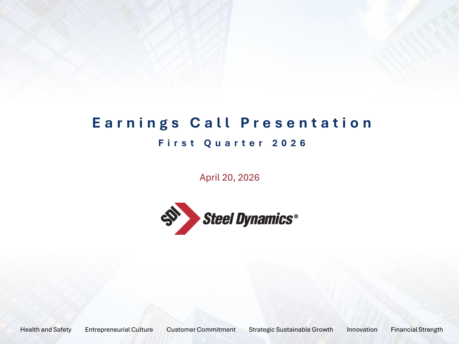 Steel Dynamics' Q1 2026 Slide Deck