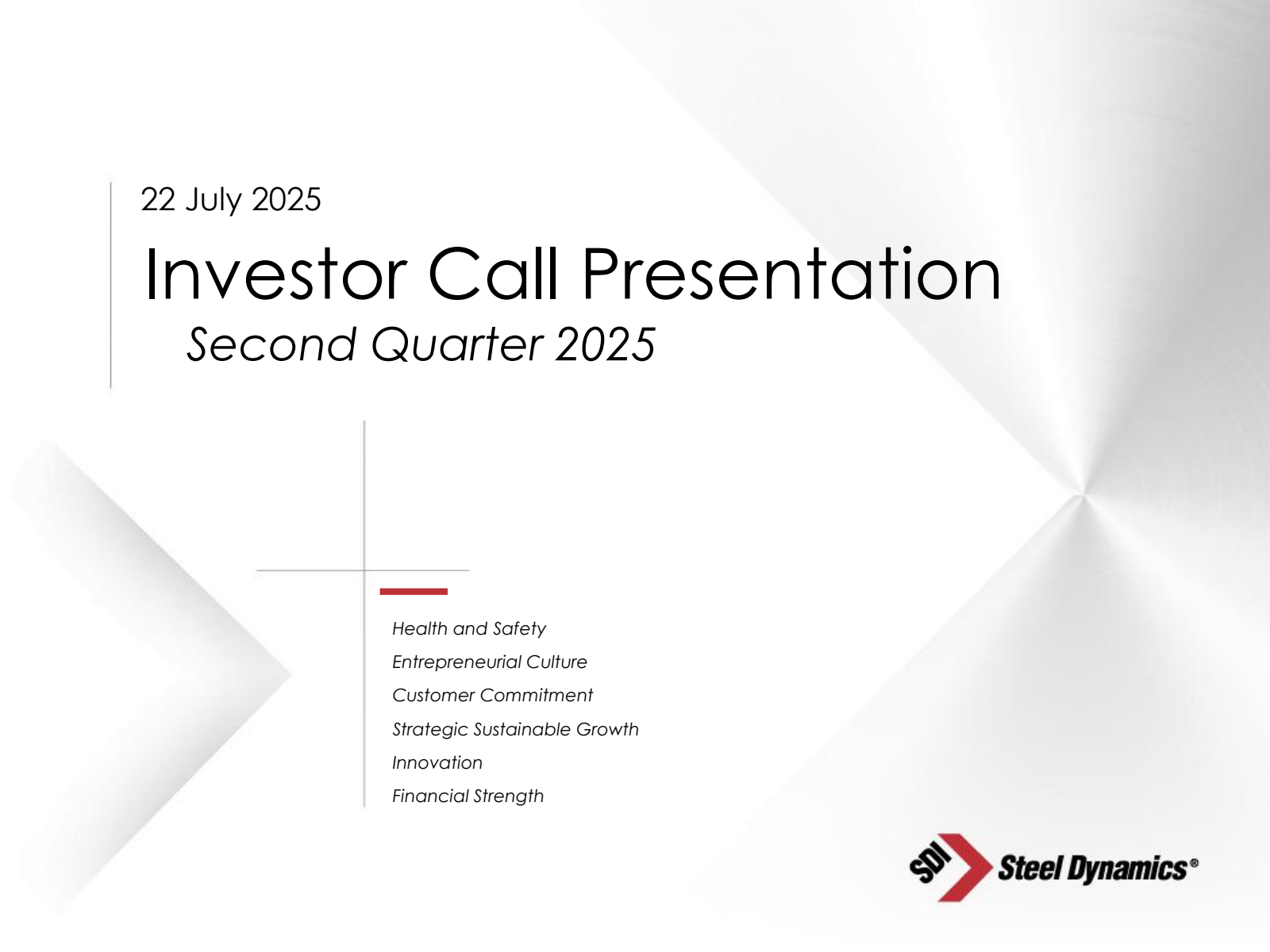 Steel Dynamics' Q2 2025 Slide Deck