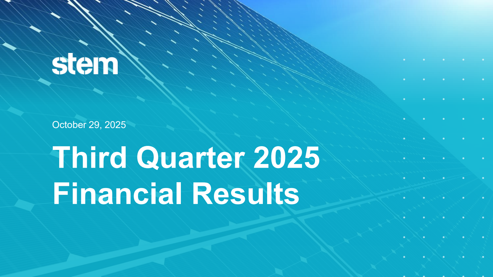 Stem's Q3 2025 Slide Deck