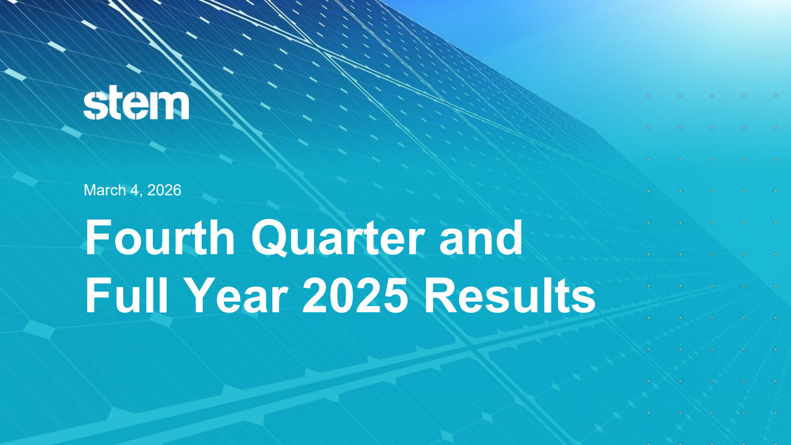 Stem's Q4 2025 Slide Deck