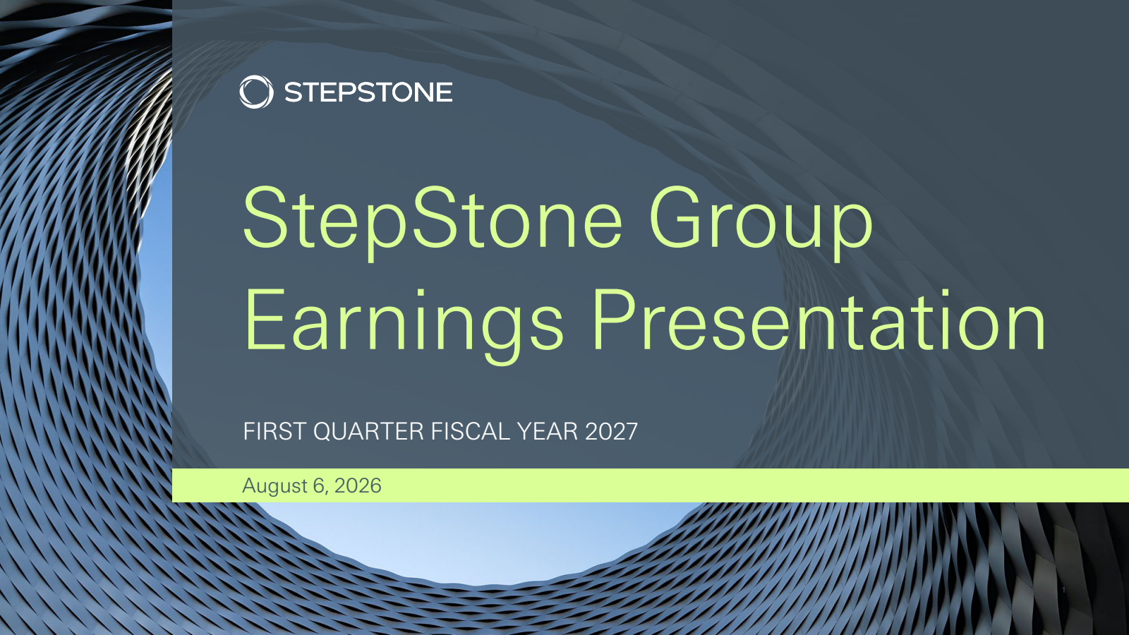 StepStone Group's Q1 2027 Slide Deck