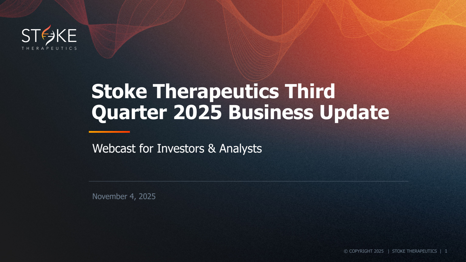Stoke Therapeutics' Q3 2025 Slide Deck