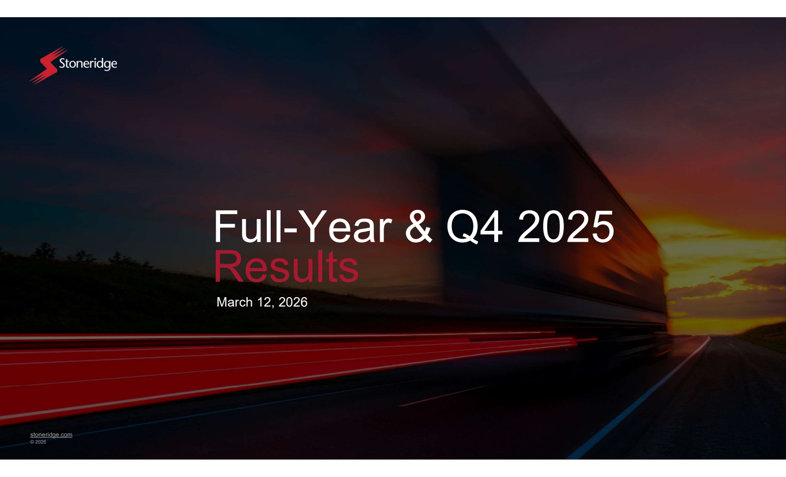 Stoneridge's Q4 2025 Slide Deck