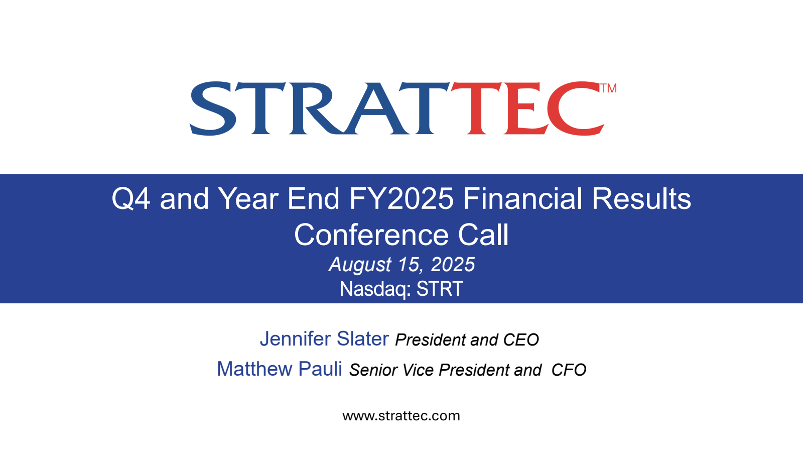 Strattec Security's Q4 2025 Slide Deck