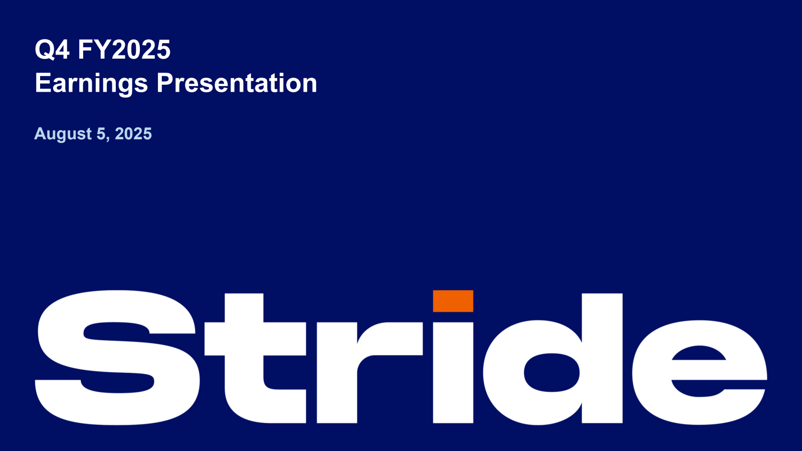 Stride's Q4 2025 Slide Deck