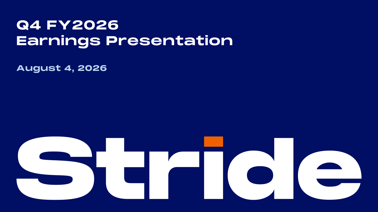 Stride's Q4 2026 Slide Deck