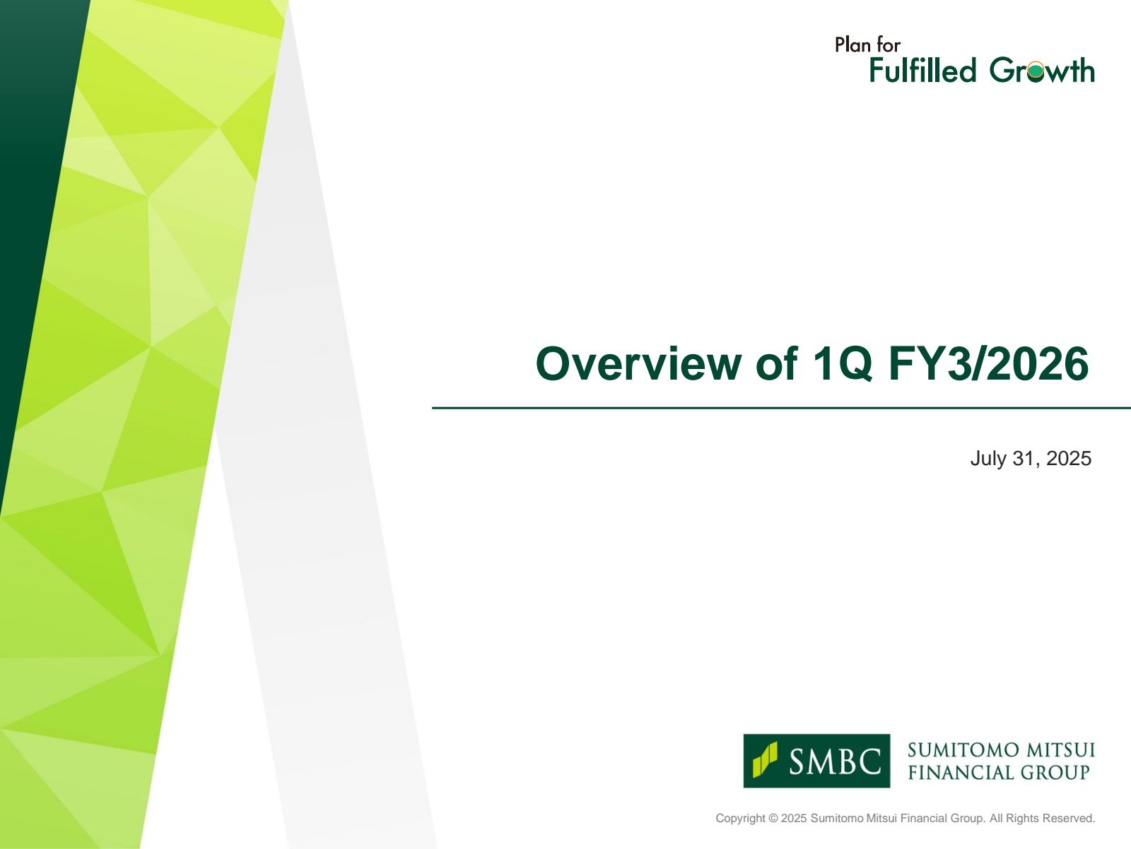 Sumitomo Mitsui Financial Group's Q1 2026 Slide Deck