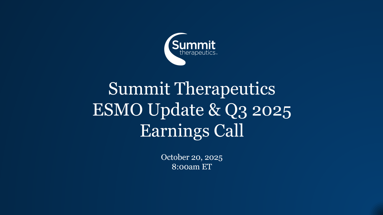 Summit Therapeutics' Q3 2025 Slide Deck