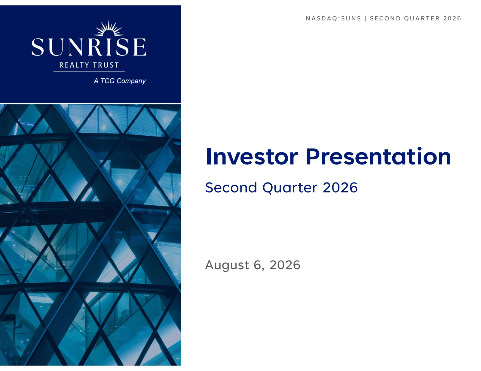 Sunrise Realty Trust's Q2 2026 Slide Deck